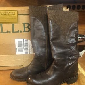 Brown leather/wool casual dress boots